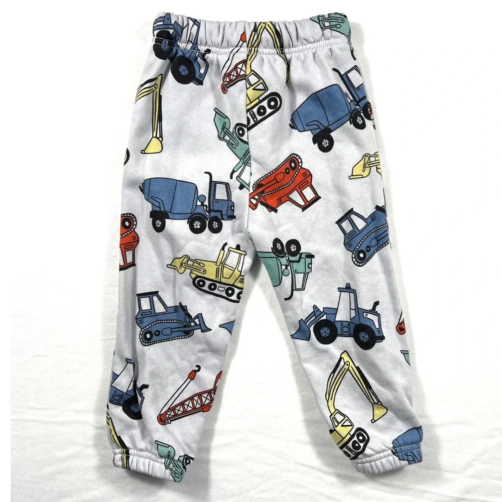 Baby Gap Construction Truck Hoodie Jogger Set 2 Years Gray Fleece Sweatsuit 2T